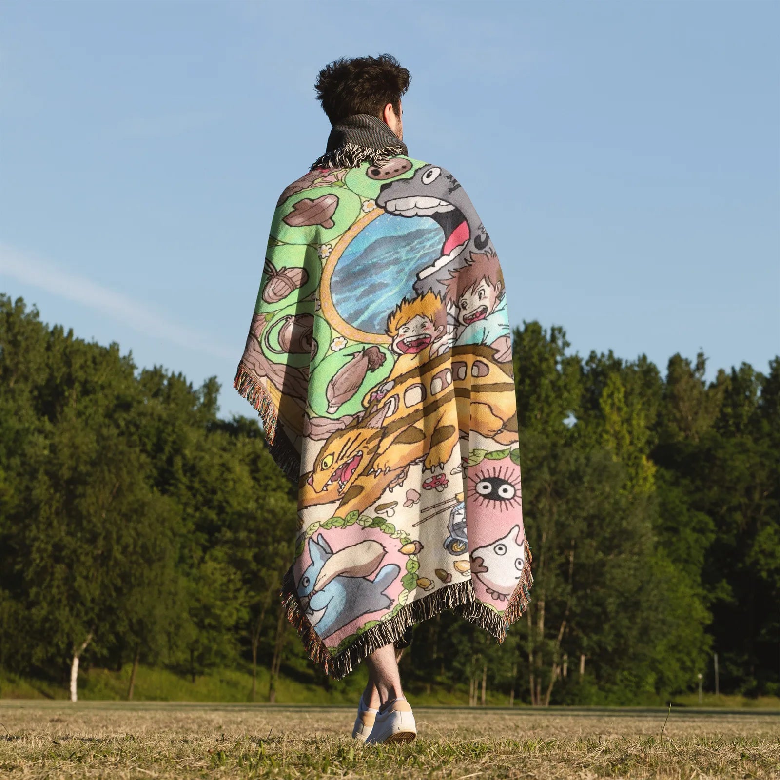 Studio Ghibli Woven Throw Blanket Tapestry – Personality Anime Room Decor Gift-I