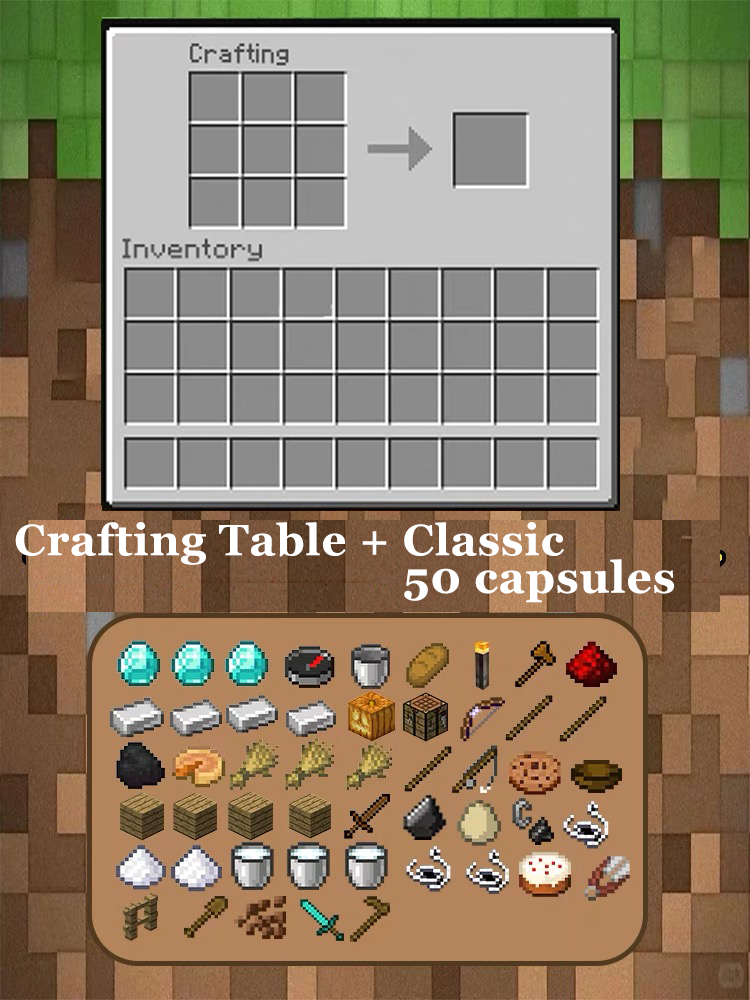 Minecraft Magnetic Decor Set – Mini Crafting Table,Magnetic Chest,Acrylic Pieces & Backpack Accessory,M01