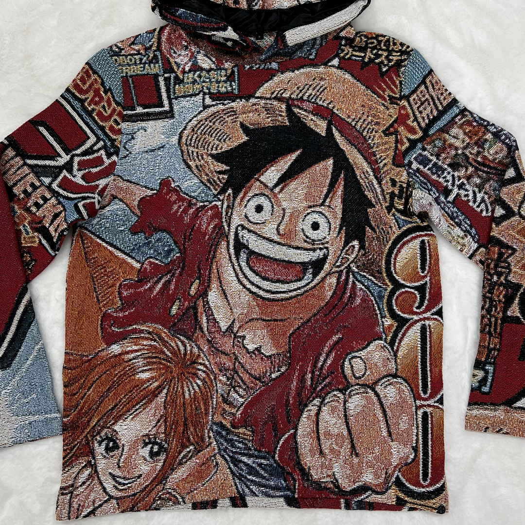 One Piece Anime Woven Blanket Hoodie-TAPESTRY