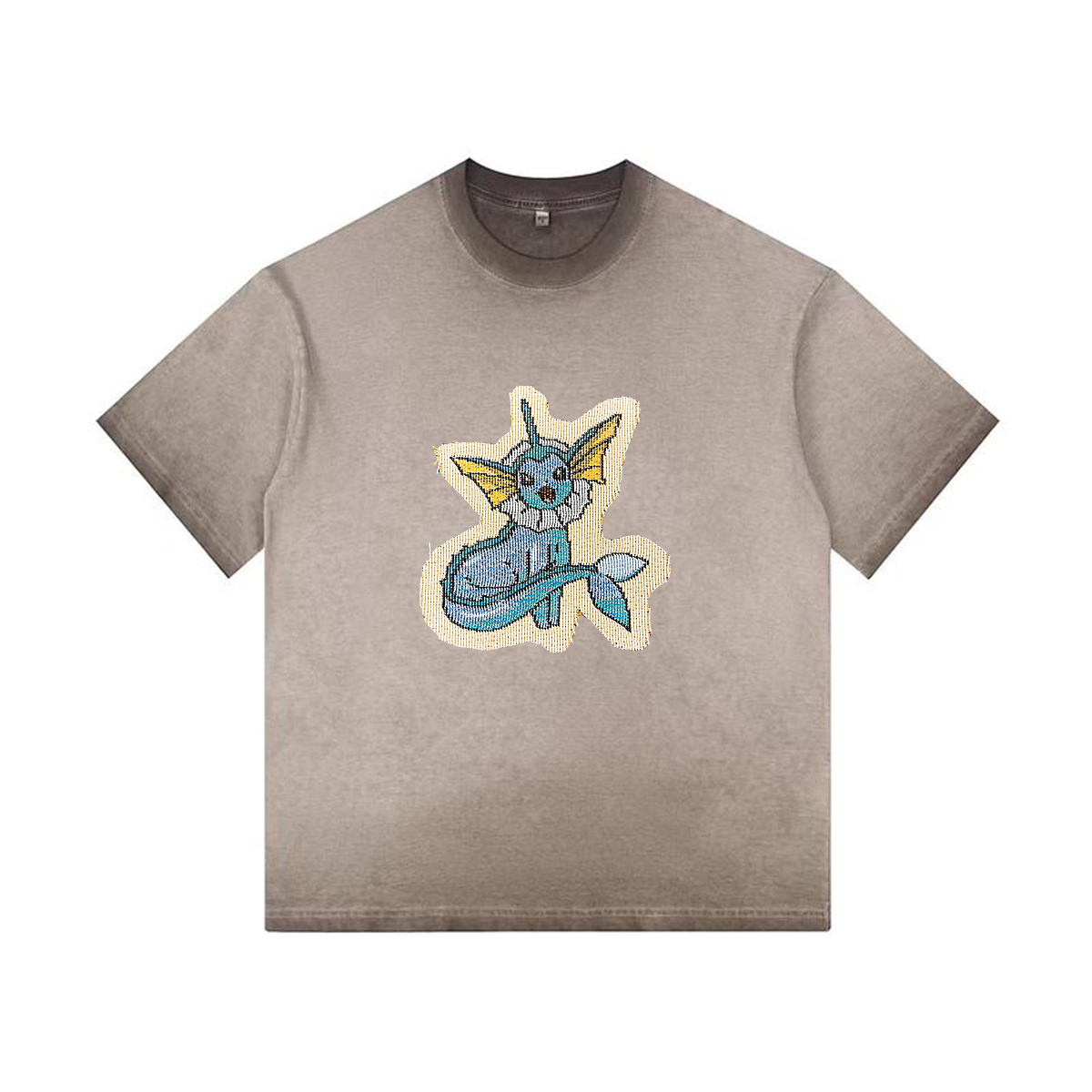 Vaporeon Tapestry& Stylish PoPkémon Patch Appliqué Gradient Vintage Washed T-Shirt,Ideal Gift for Fans,T45