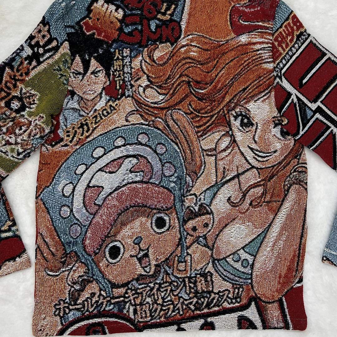 One Piece Anime Woven Blanket Hoodie-TAPESTRY