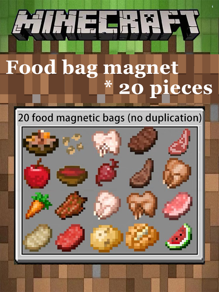 Minecraft Magnetic Decor Set – Mini Crafting Table,Magnetic Chest,Acrylic Pieces & Backpack Accessory,M01