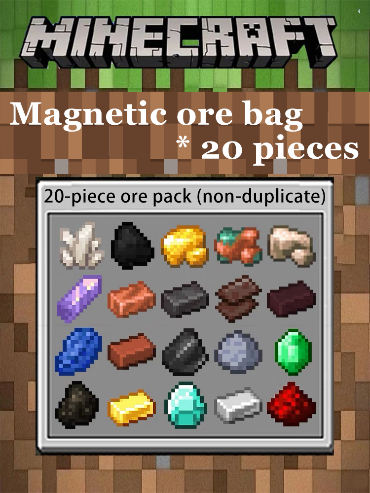 Minecraft Magnetic Decor Set – Mini Crafting Table,Magnetic Chest,Acrylic Pieces & Backpack Accessory,M01