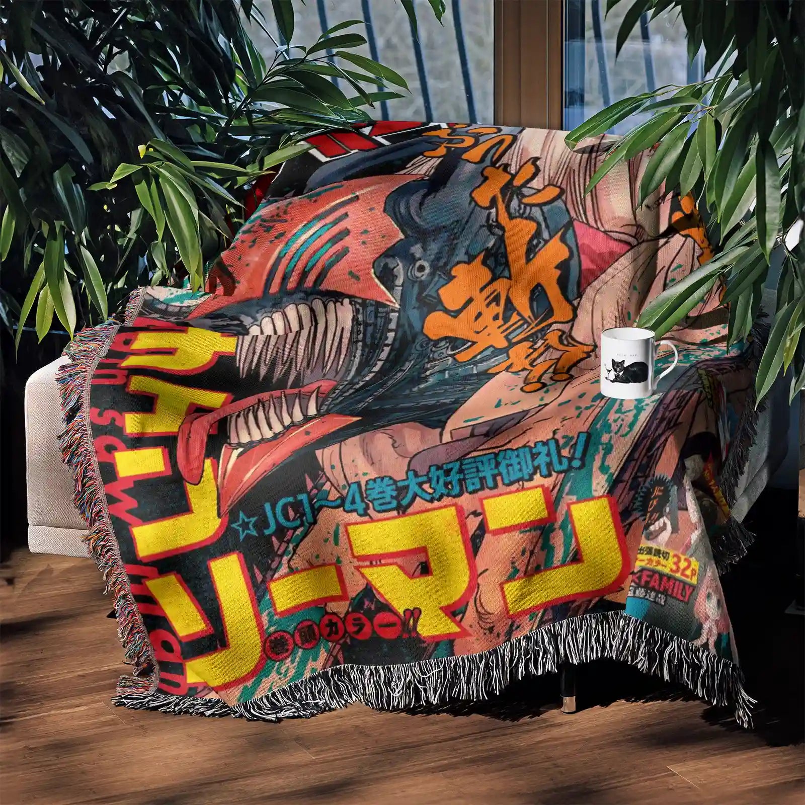 Chainsaw Man Woven Throw Blanket Tapestry – Personality Anime Room Decor Gift-Ⅱ