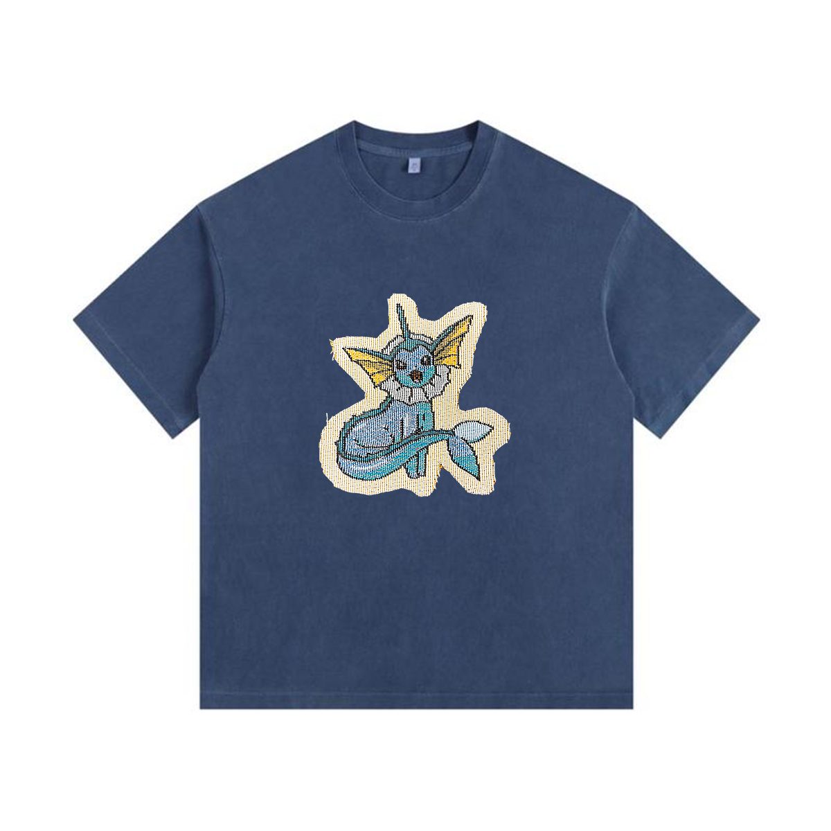 Vaporeon Tapestry& Stylish PoPkémon Patch Appliqué Gradient Vintage Washed T-Shirt,Ideal Gift for Fans,T45