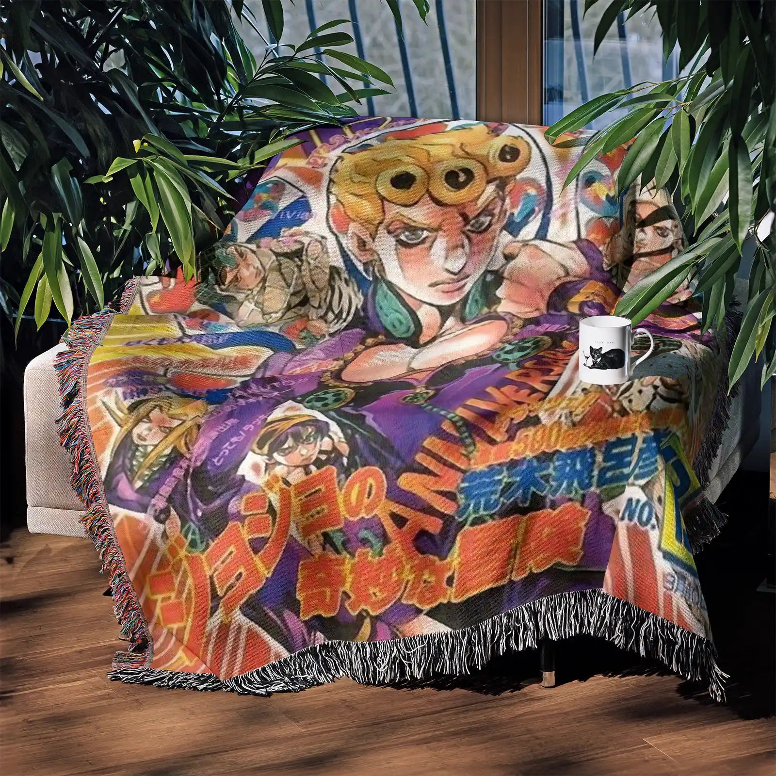 JoJo's Bizarre Adventure Woven Throw Blanket Tapestry – Personality Anime Room Decor Gift-V