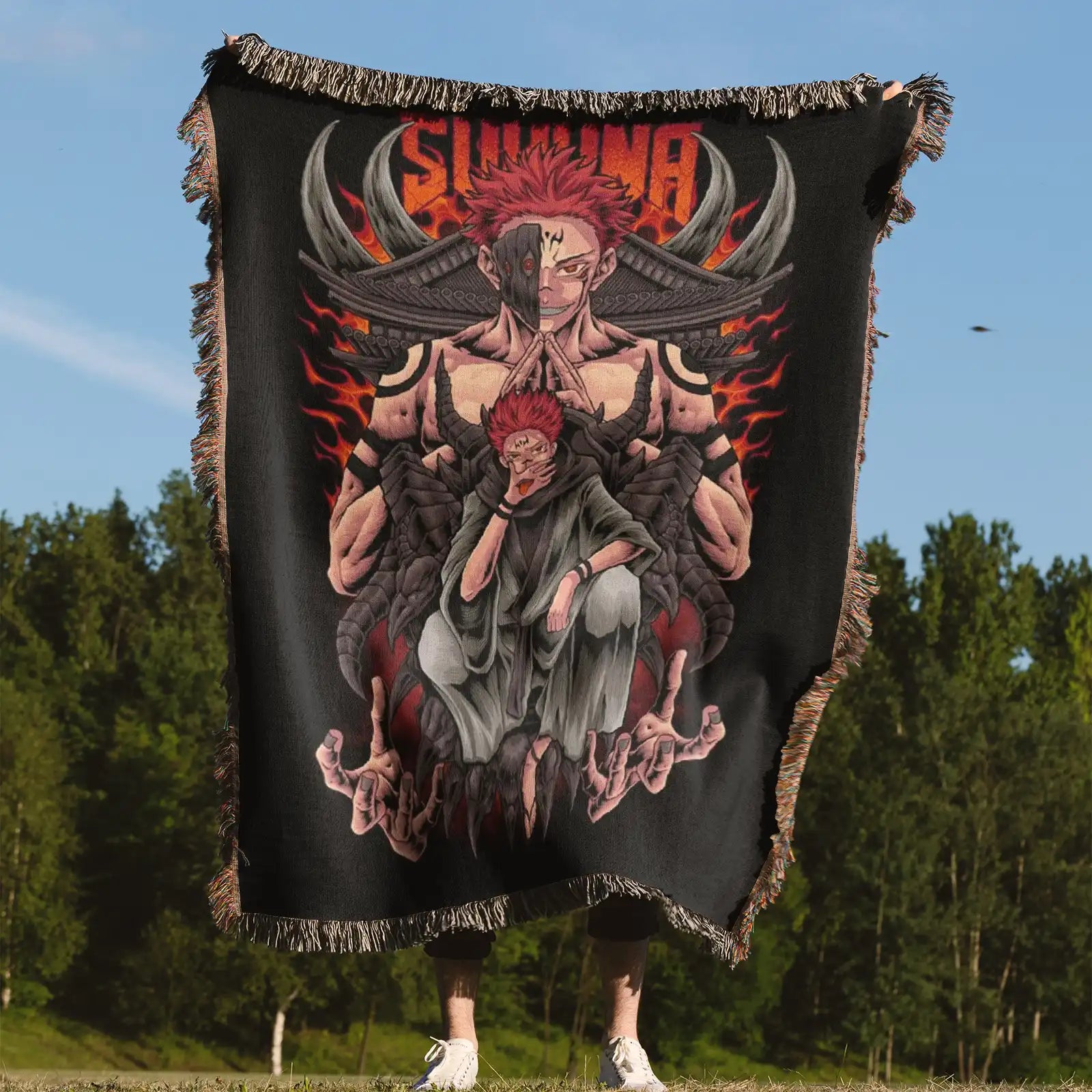 Jujutsu Kaisen Woven Throw Blanket Tapestry – Personality Anime Room Decor Gift-Ⅱ