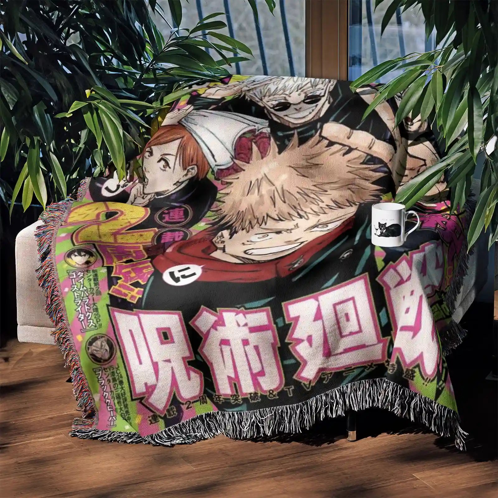Couverture tissée Jujutsu Kaisen, tapisserie – personnalité, décoration de chambre d'anime, cadeau-Ⅲ