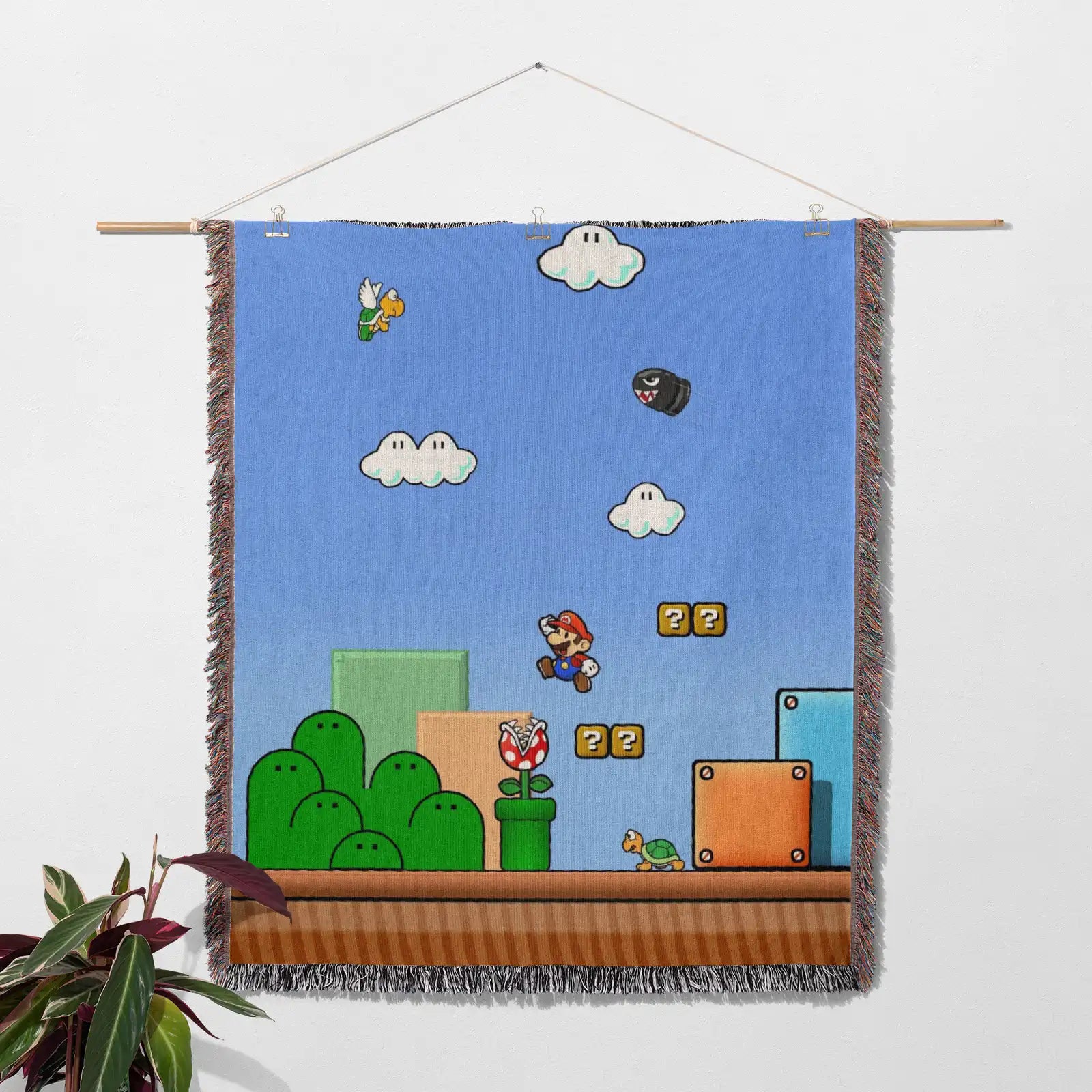 Mario Woven Throw Blanket Tapestry – Personality Gaming Room Decor Gift-Ⅱ