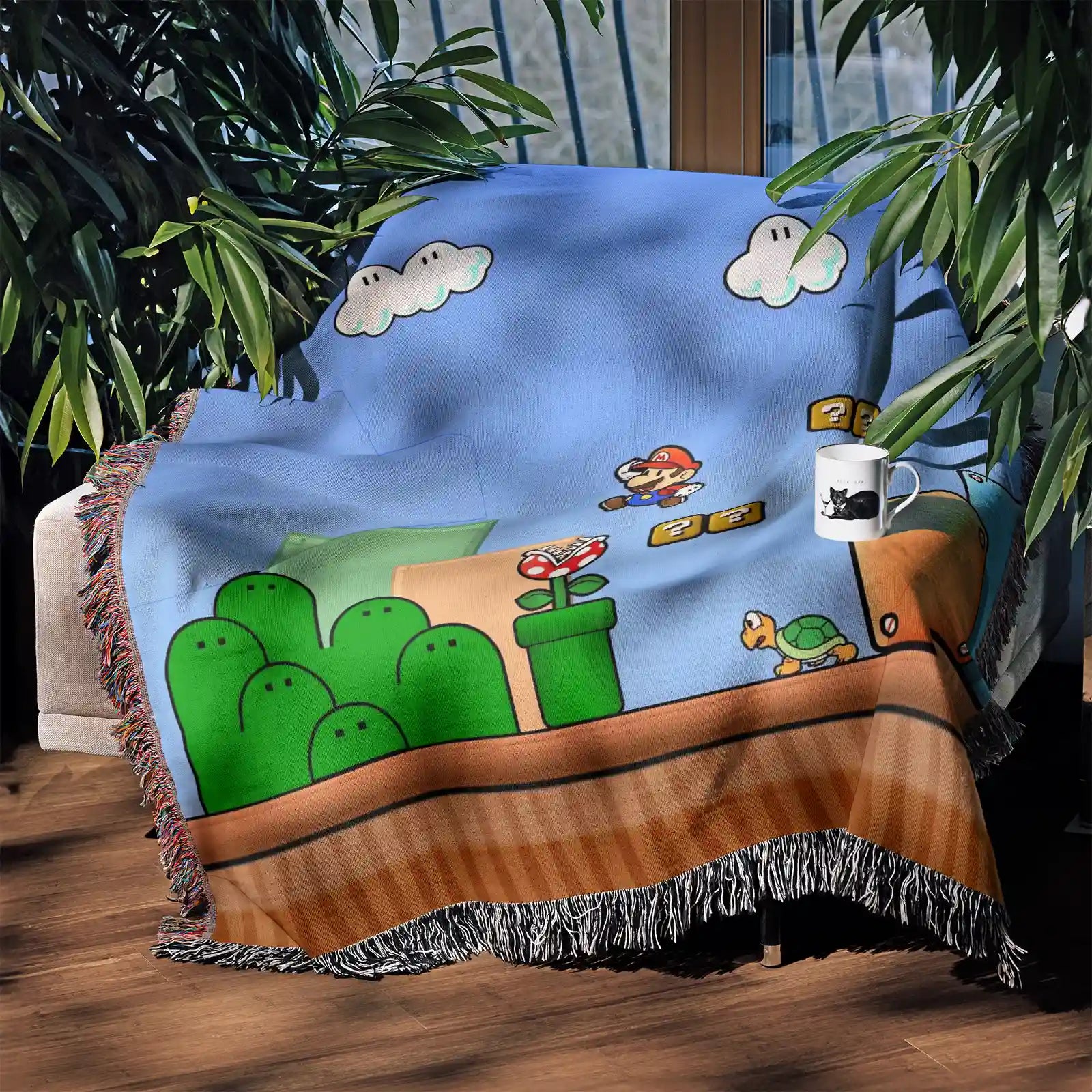 Mario Woven Throw Blanket Tapestry – Personality Gaming Room Decor Gift-Ⅱ