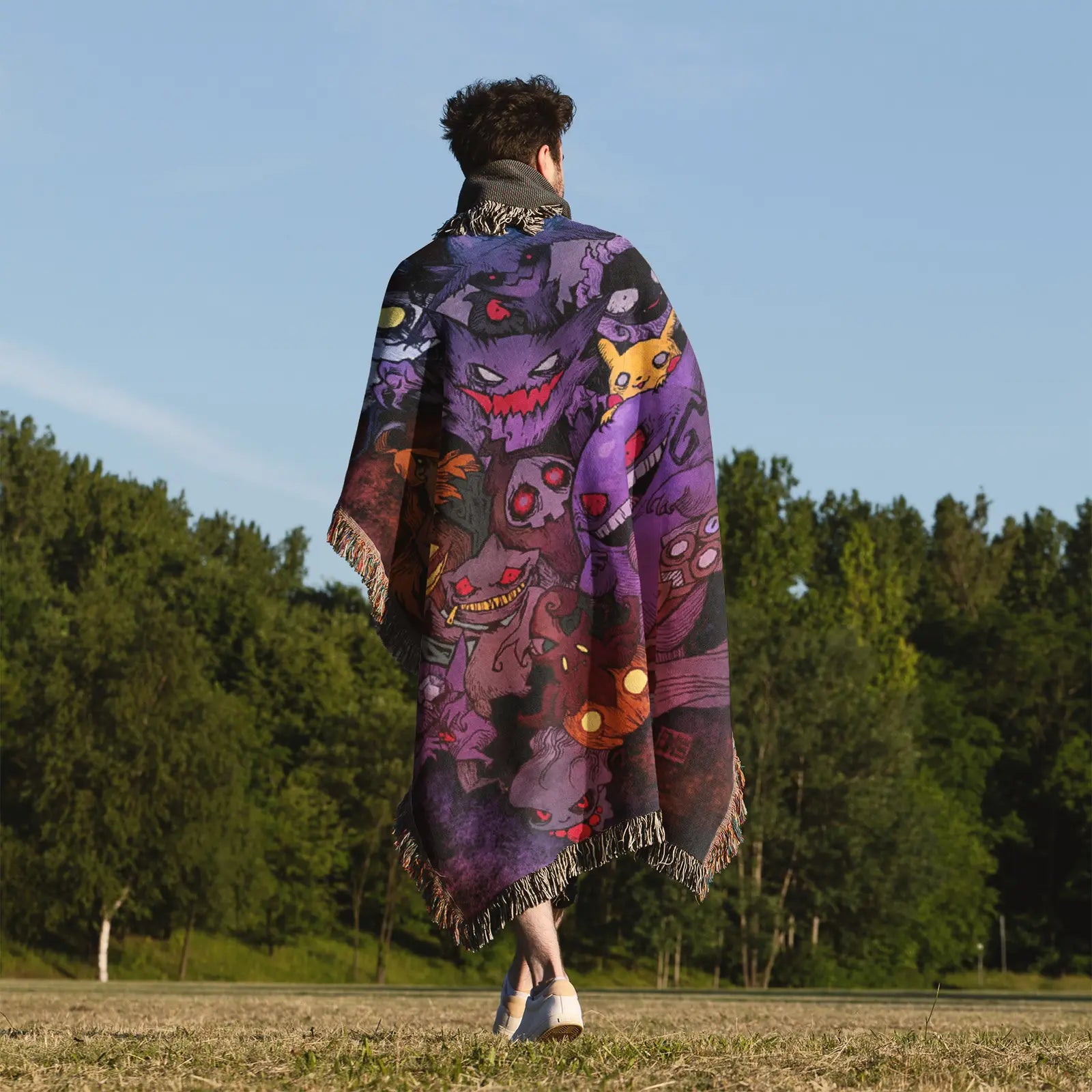 Tapisserie de couverture tissée Pokemon Gengar – Cadeau de décoration de chambre d'anime de personnalité-Ⅰ