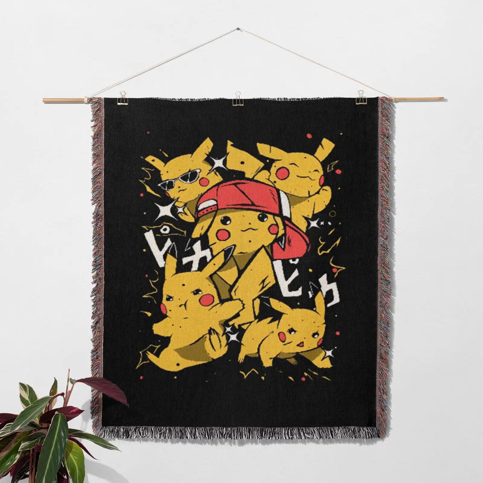 Tapisserie de couverture tissée Pokémon Pikachu – Cadeau de décoration de chambre d'anime de personnalité