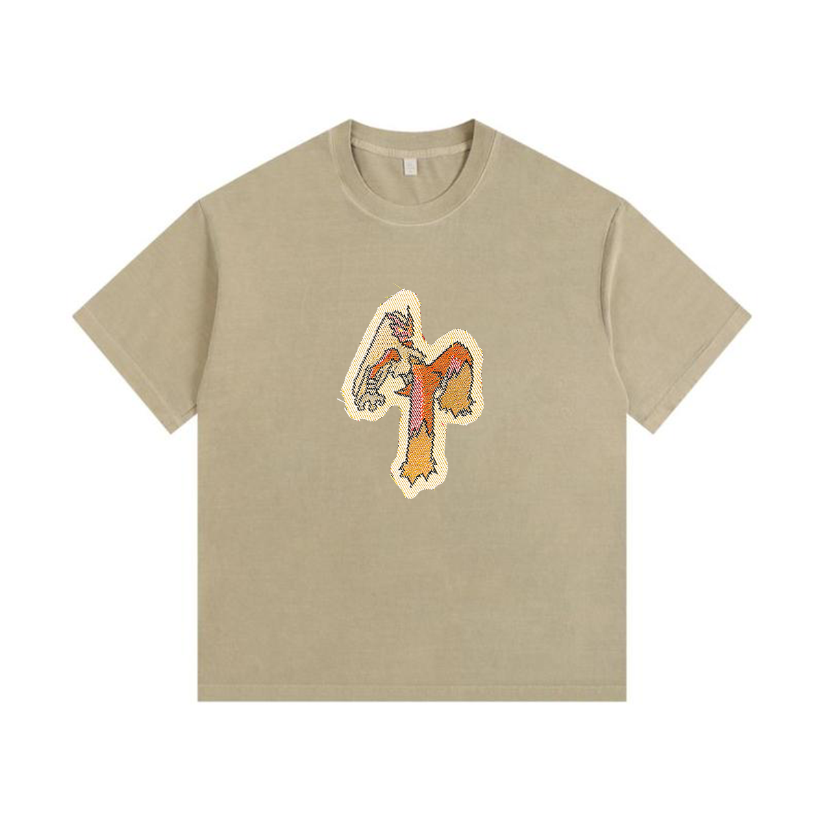 Blaziken Tapestry& Stylish PoPkémon Patch Appliqué Gradient Vintage Washed T-Shirt,Ideal Gift for Fans,T38