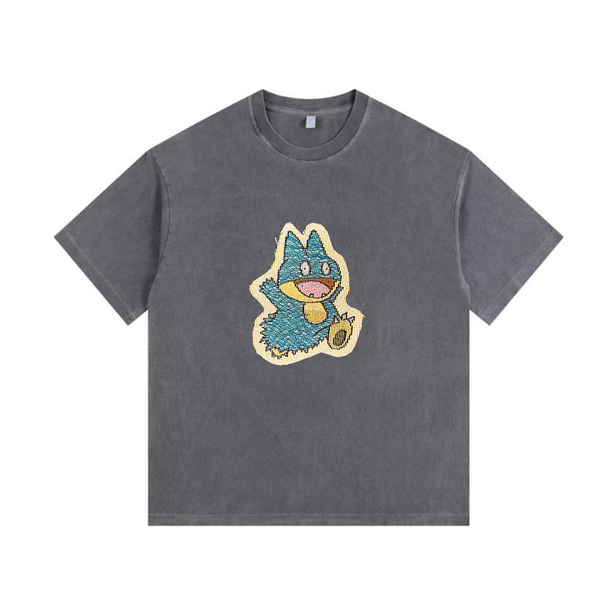 Munchlax Tapestry& Stylish PoPkémon Patch Appliqué Gradient Vintage Washed T-Shirt,Ideal Gift for Fans,T60