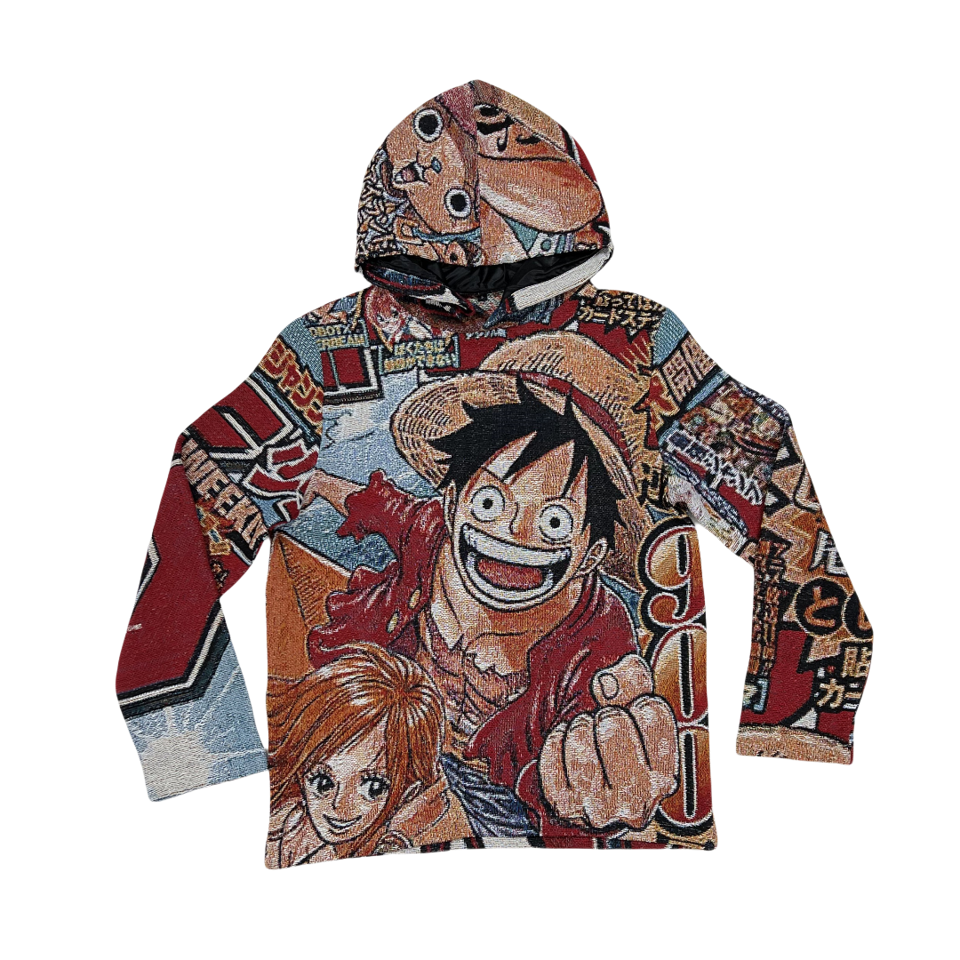 One Piece Anime Woven Blanket Hoodie-TAPESTRY