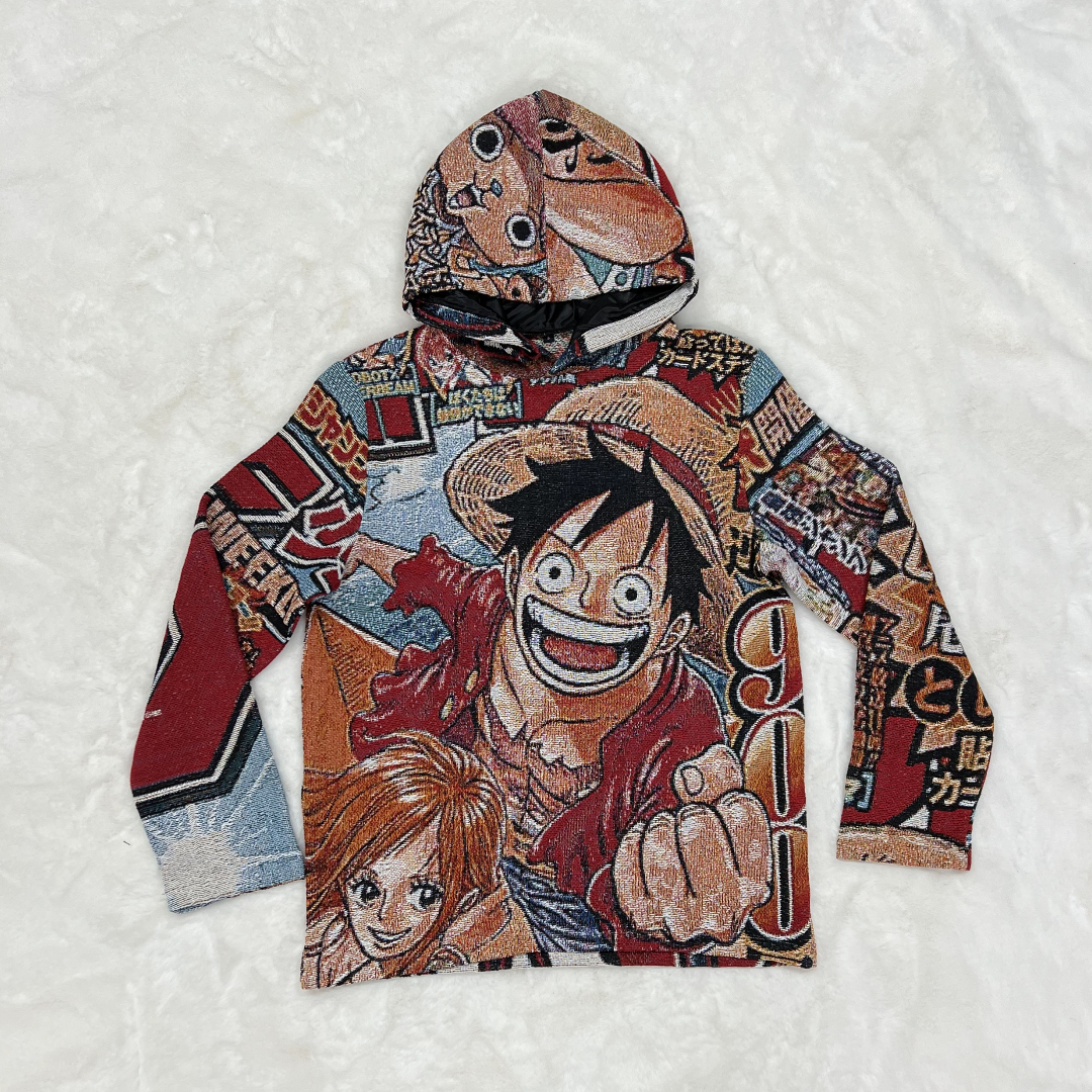 One Piece Anime Woven Blanket Hoodie-TAPESTRY