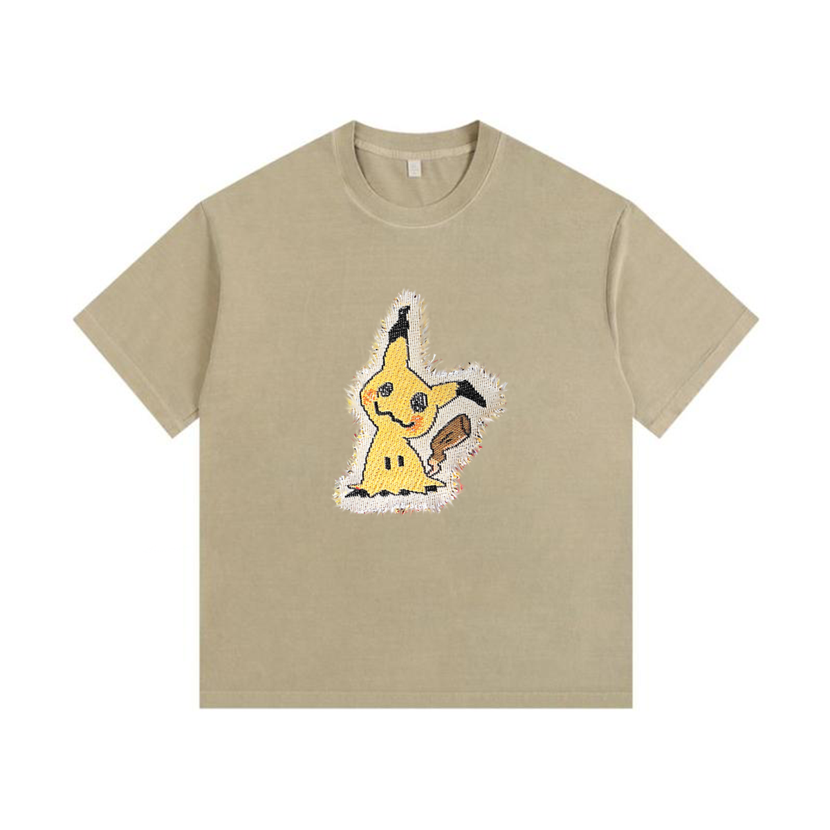 Mimikyu Tapestry& Stylish Pokémon Patch Appliqué Gradient Vintage Washed T-Shirt,Ideal Gift for Fans,T03