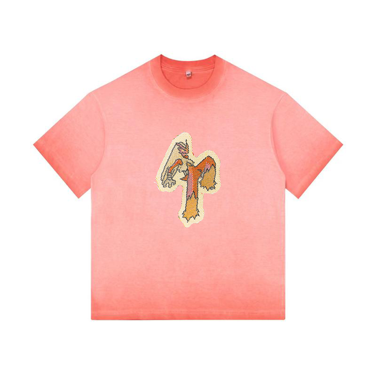 Blaziken Tapestry& Stylish PoPkémon Patch Appliqué Gradient Vintage Washed T-Shirt,Ideal Gift for Fans,T38