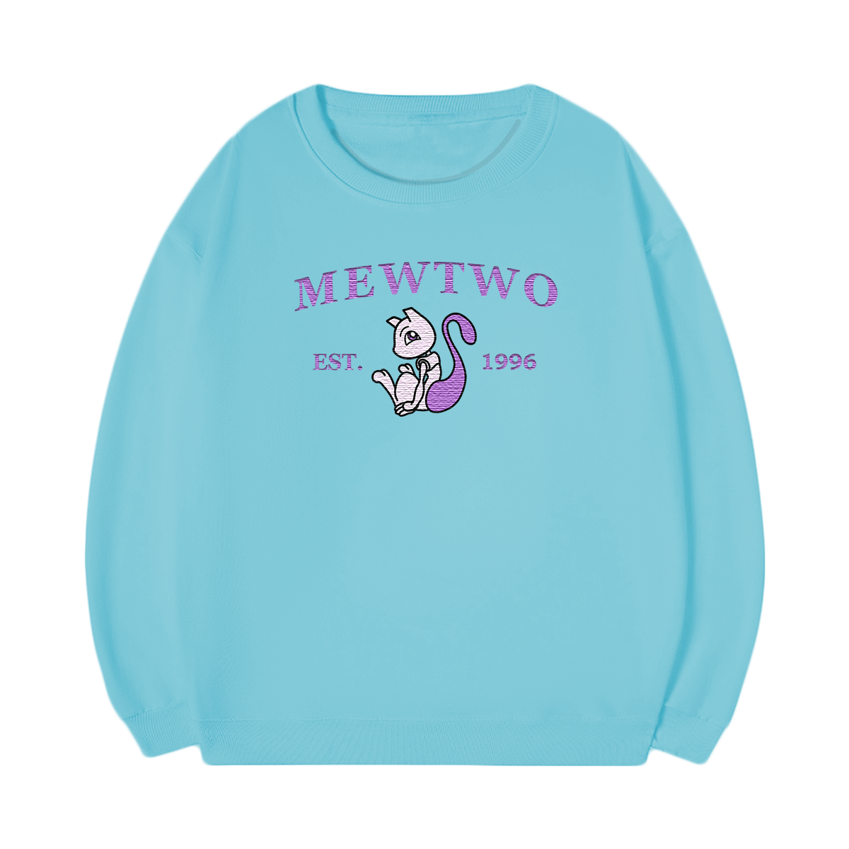 MEWTWO Embroidered Anime Character Unisex T-Shirt,Crewneck,Hoodie,Stylish Gift for Friends,E168