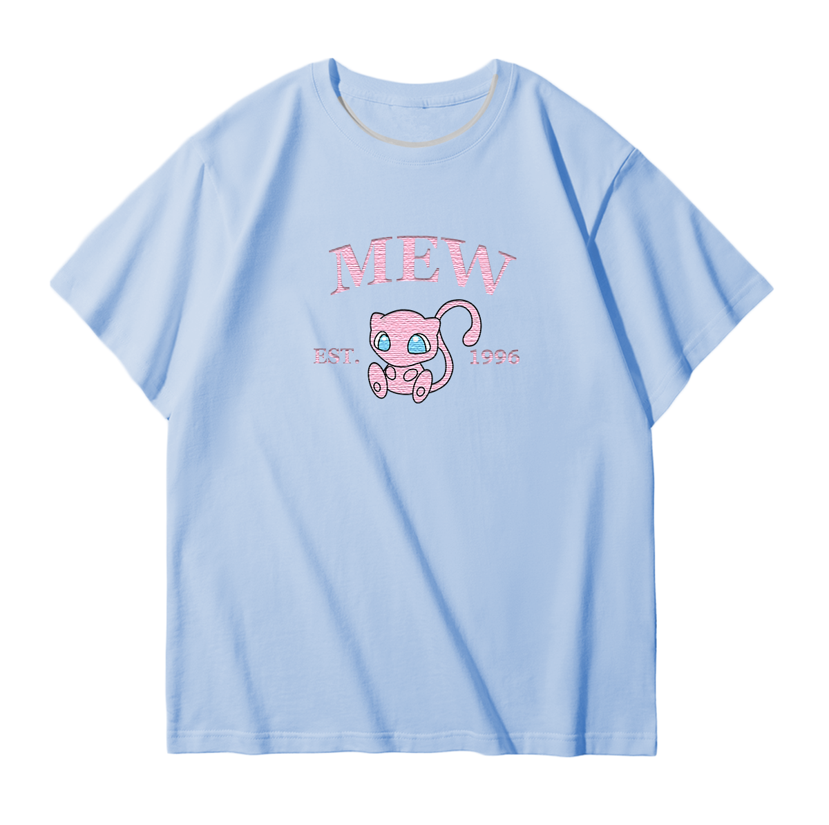 MEW Embroidered Anime Character Unisex T-Shirt,Crewneck,Hoodie,Stylish Gift for Friends,E66