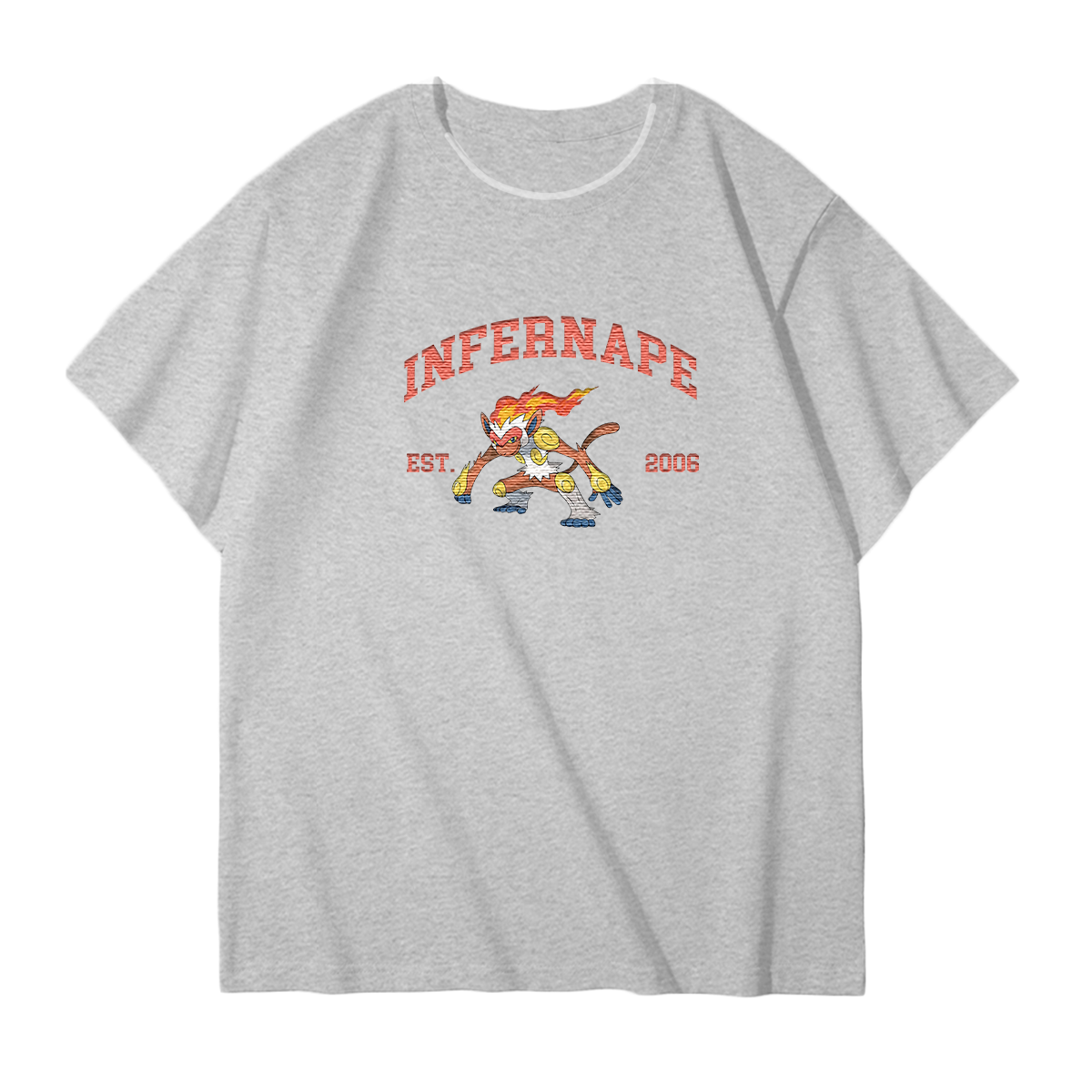 INFERNAPE Embroidered Anime Character Unisex T-Shirt,Crewneck,Hoodie,Stylish Gift for Friends,E145