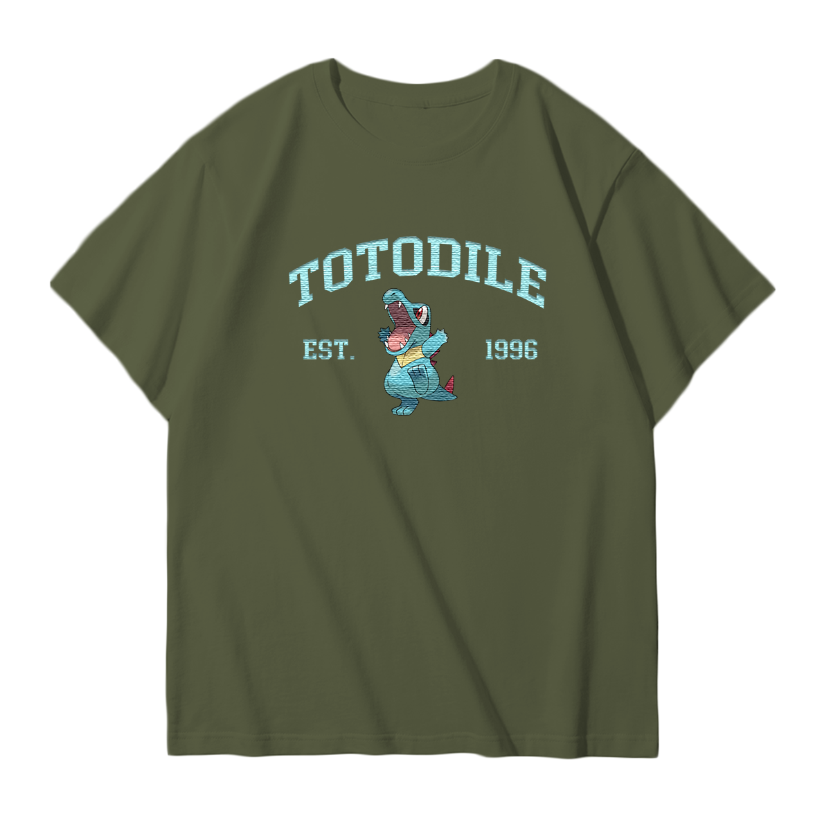 TOTODILE Embroidered Anime Character Unisex T-Shirt,Crewneck,Hoodie,Stylish Gift for Friends,E85