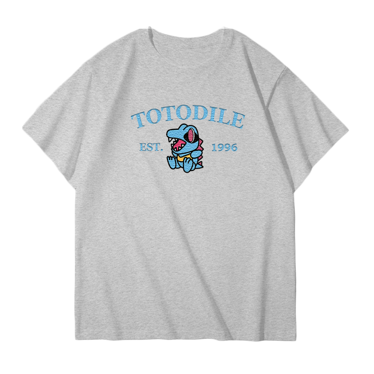 TOTODILE Embroidered Anime Character Unisex T-Shirt,Crewneck,Hoodie,Stylish Gift for Friends,E57