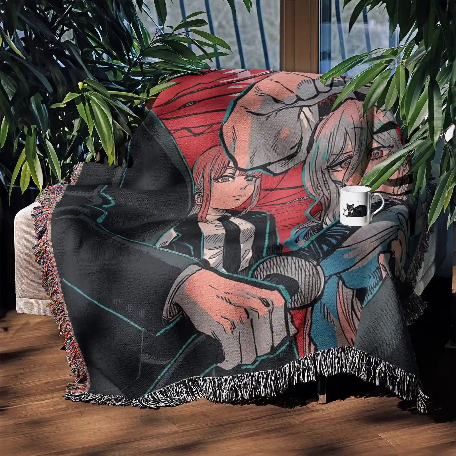 Chainsaw Man Woven Throw Blanket Tapestry – Personality Anime Room Decor Gift-Ⅰ