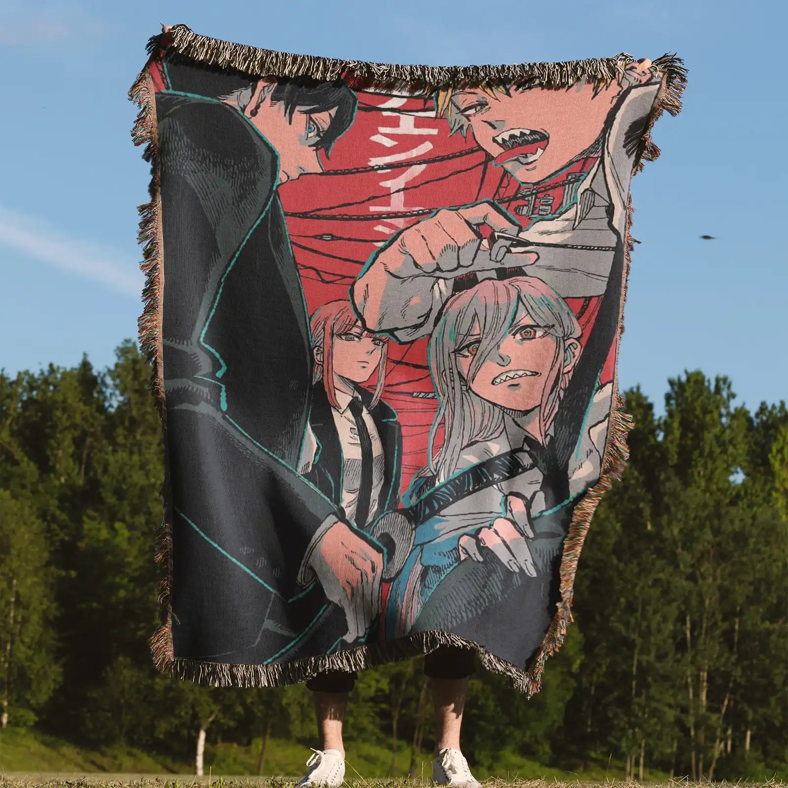 Chainsaw Man Woven Throw Blanket Tapestry – Personality Anime Room Decor Gift-Ⅰ