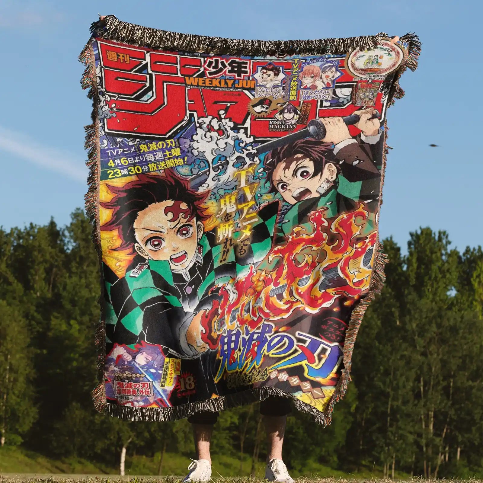 Demon Slayer Jump Comic Poster Woven Throw Blanket Tapestry – Personality Anime Room Decor Gift-Ⅰ