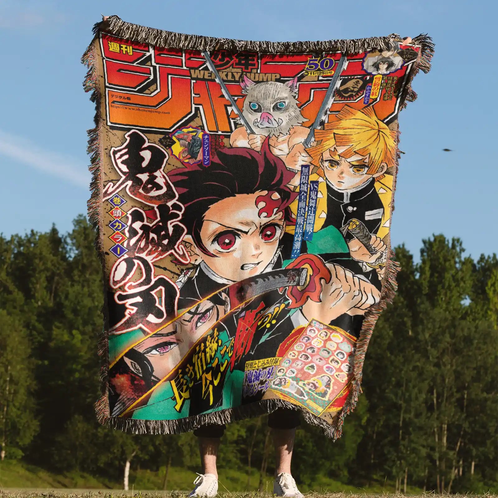 Demon Slayer Jump Comic Poster Woven Throw Blanket Tapestry – Personality Anime Room Decor Gift-Ⅱ