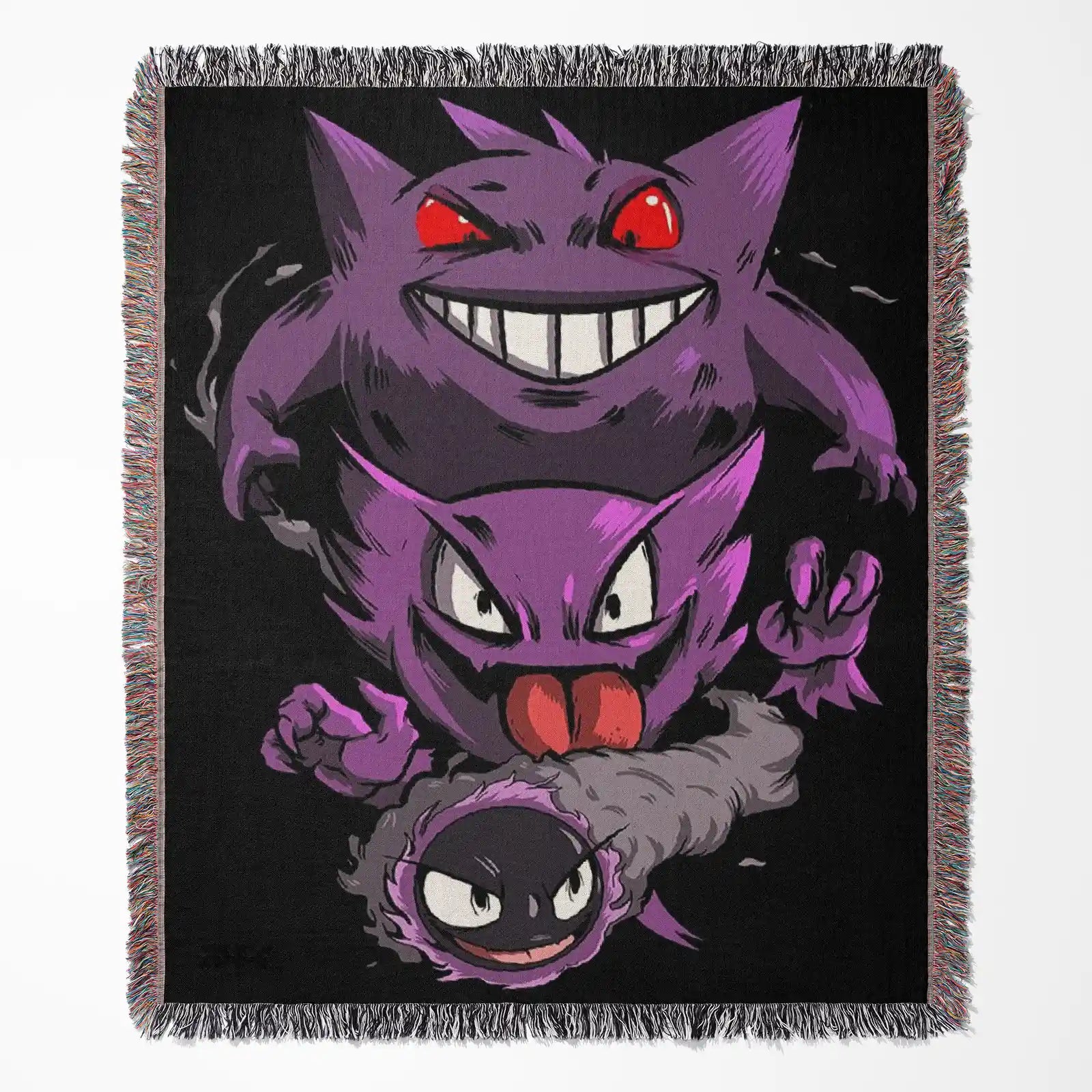 Pokemon Gengar Woven Throw Blanket Tapestry – Personality Anime Room Decor Gift-Ⅲ