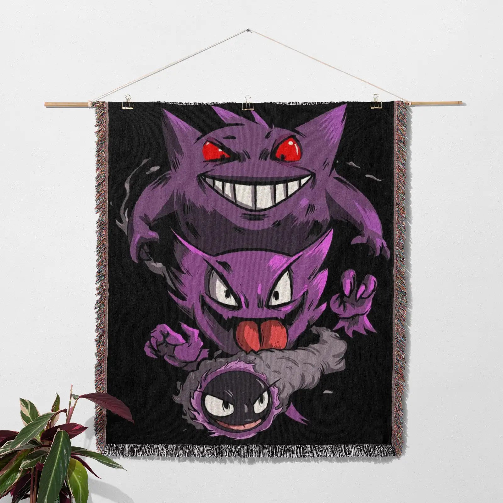 Pokemon Gengar Woven Throw Blanket Tapestry – Personality Anime Room Decor Gift-Ⅲ