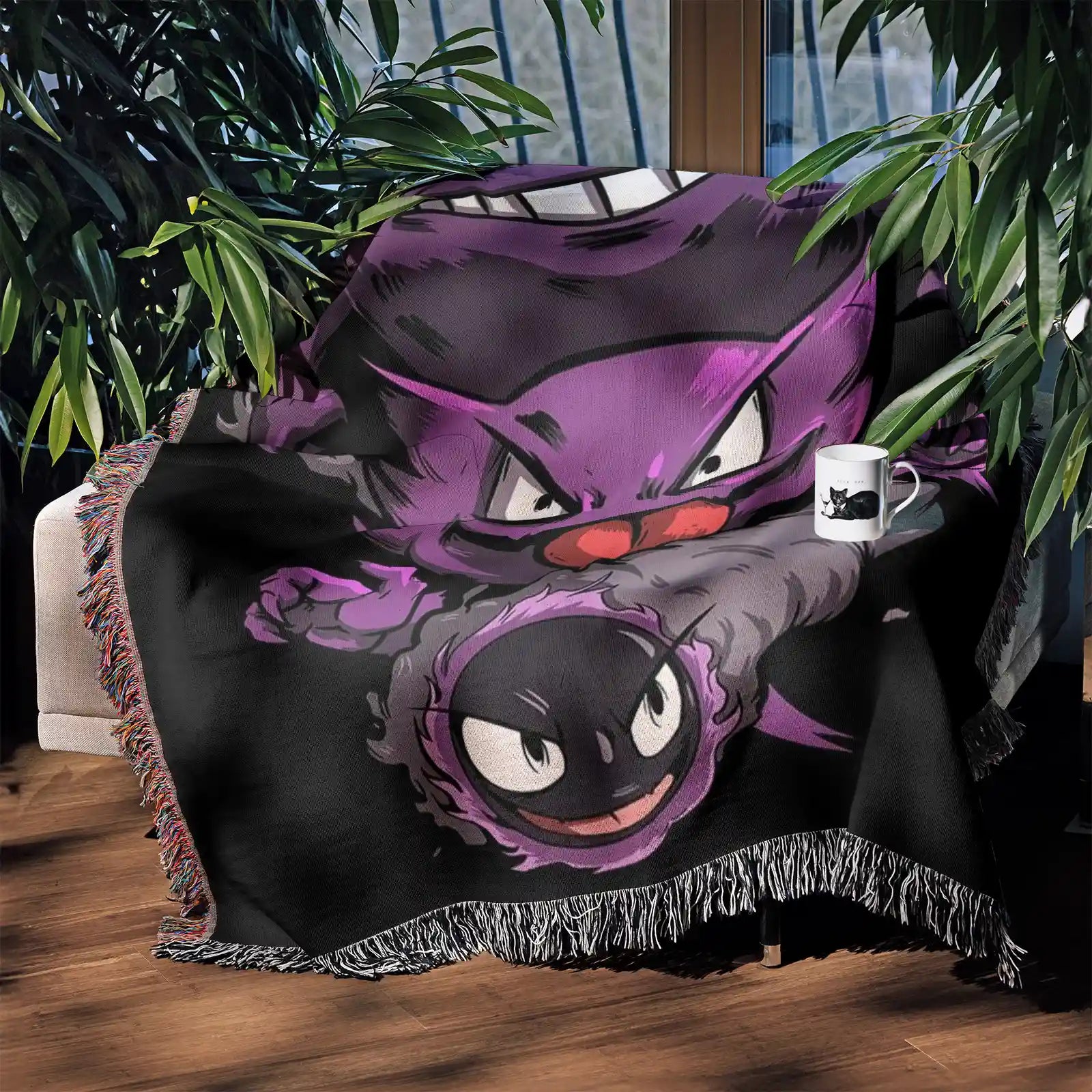 Pokemon Gengar Woven Throw Blanket Tapestry – Personality Anime Room Decor Gift-Ⅲ