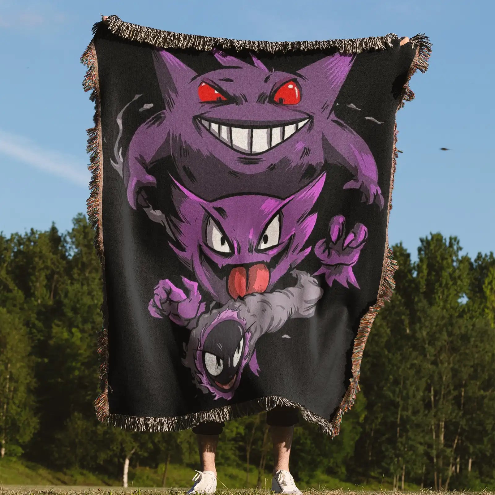 Pokemon Gengar Woven Throw Blanket Tapestry – Personality Anime Room Decor Gift-Ⅲ