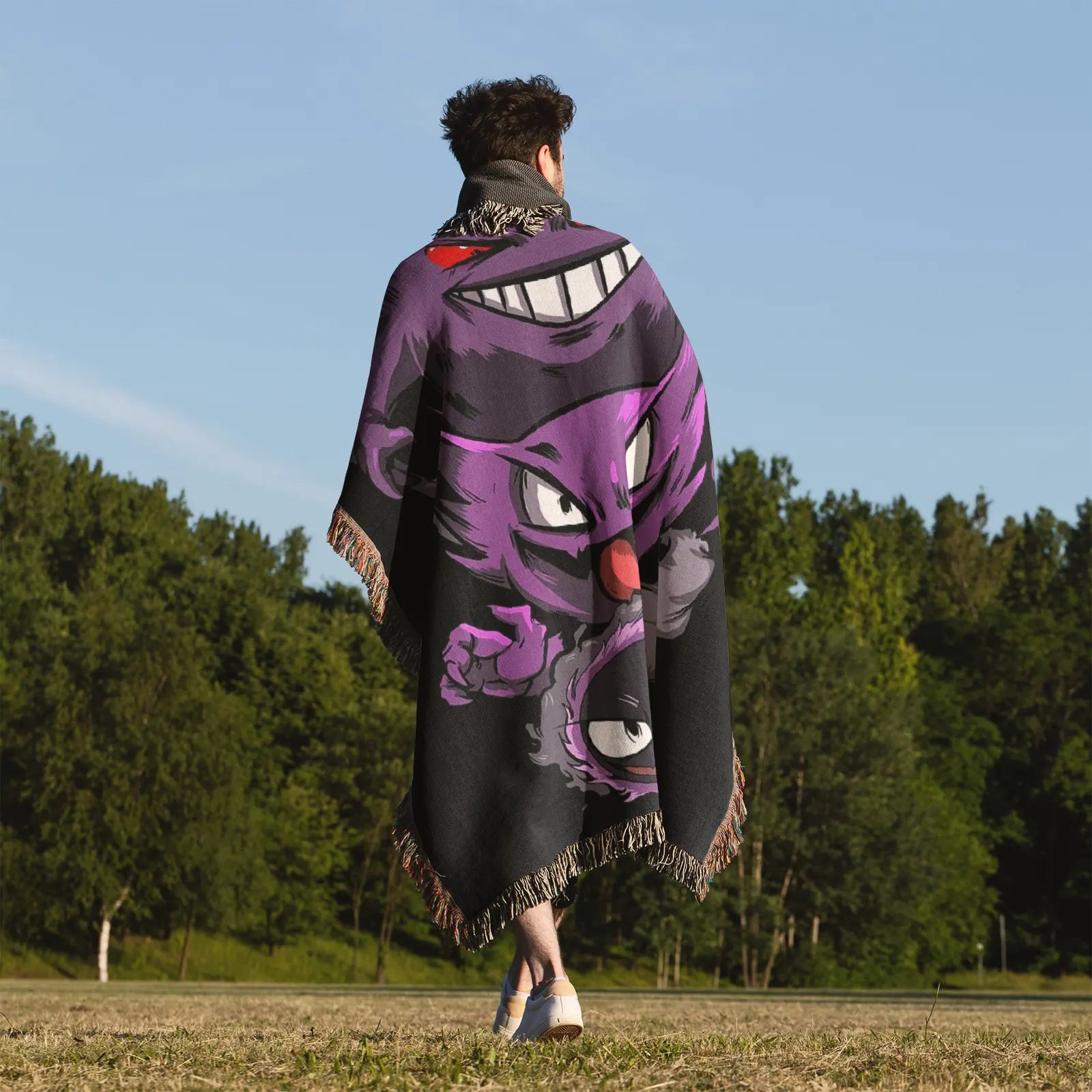 Pokemon Gengar Woven Throw Blanket Tapestry – Personality Anime Room Decor Gift-Ⅲ