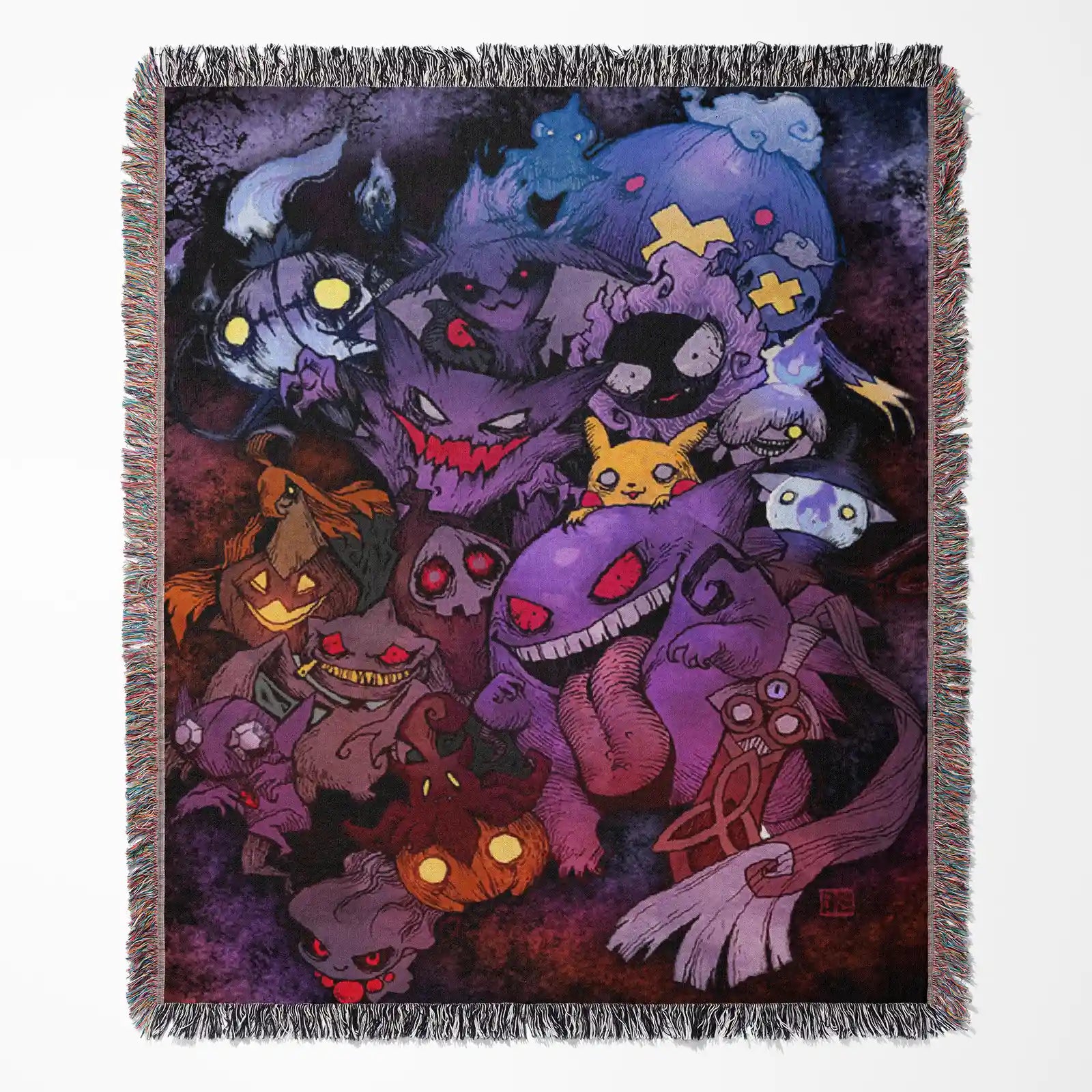 Pokemon Gengar Woven Throw Blanket Tapestry – Personality Anime Room Decor Gift-Ⅰ