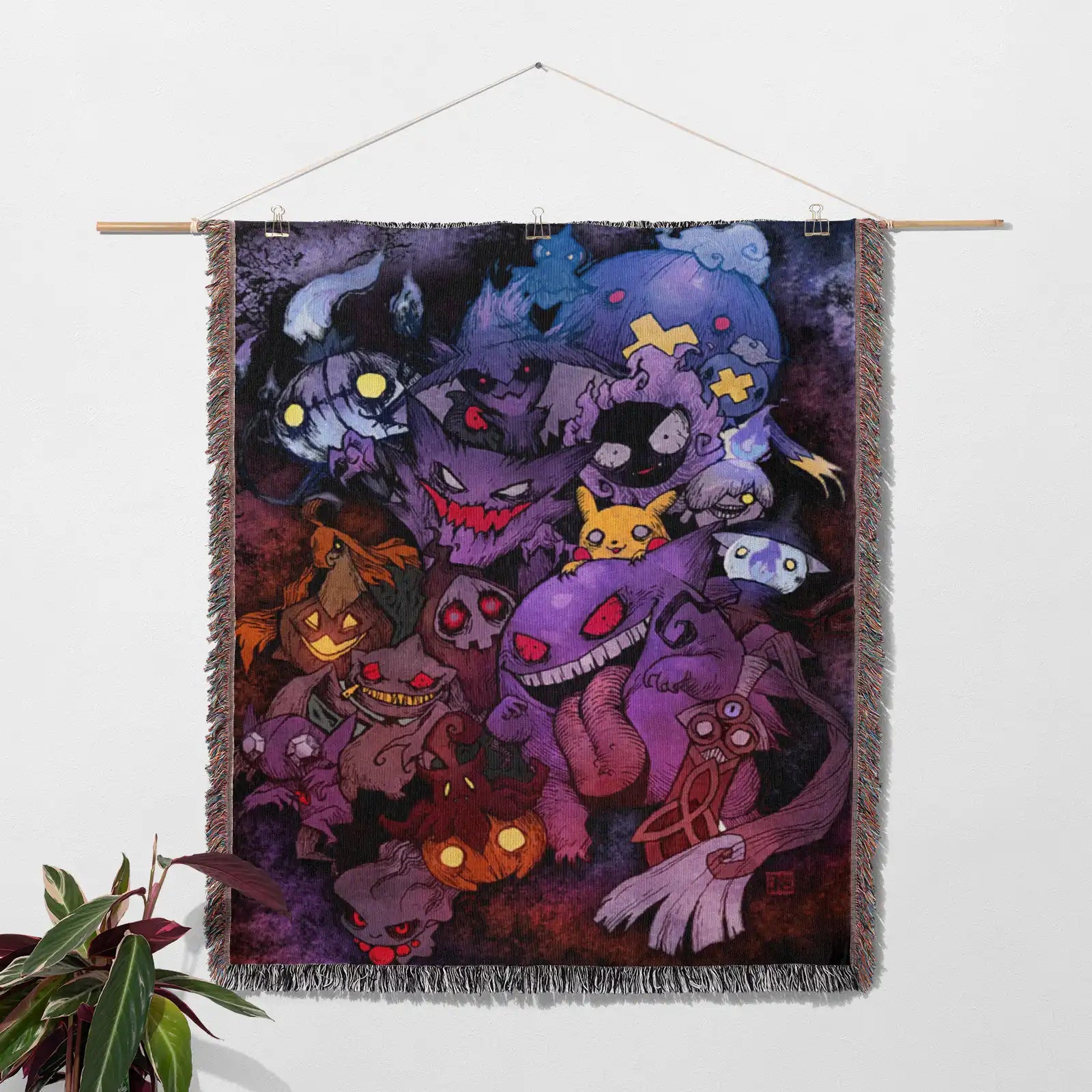 Pokemon Gengar Woven Throw Blanket Tapestry – Personality Anime Room Decor Gift-Ⅰ